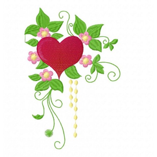 Файл вышивки Сердце с цветами