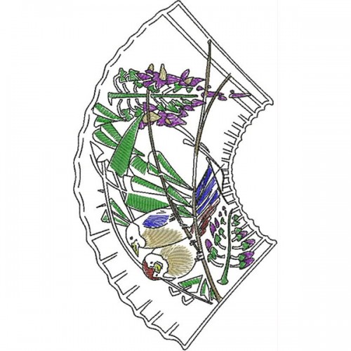 Файл вышивки Китайский веер с птичками