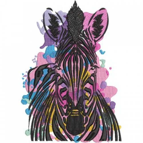 Файл вышивки Разноцветный портрет зебры