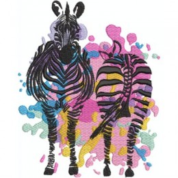 Зебры на цветном фоне