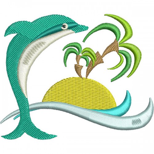 Файл вышивки Дельфин и пальмы
