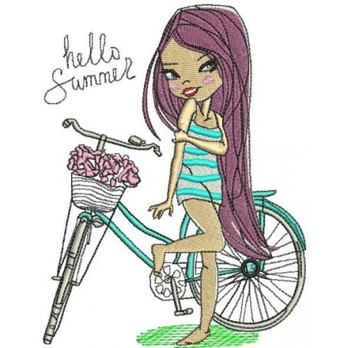Файл вышивки девочка с велосипедом
