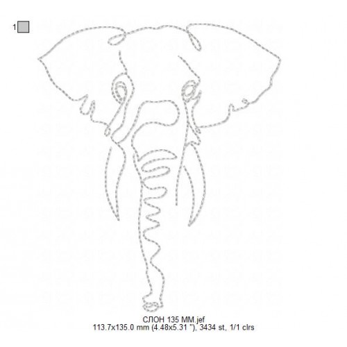 Файл вышивки СЛОН ЛИНИЯ