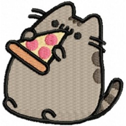 Кот Пушин с кусочком пиццы