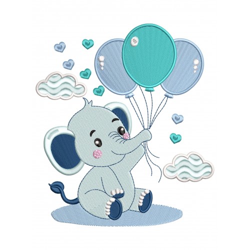 Файл вышивки Слоник голубой 17 см