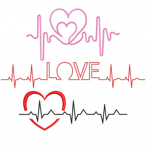 Файл вышивки Love надпись 3 линейных дизайна