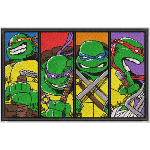 Файл вышивки Черепашки ниндзя / коллаж 