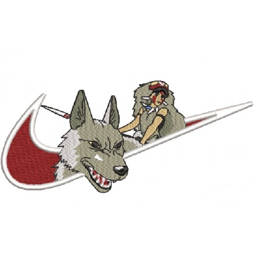 Файл вышивки Nike & Mononoke with Wolf/ Найк и Мононоке на волке