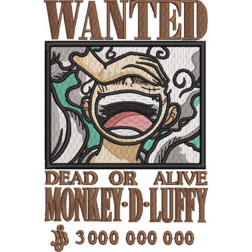 Файл вышивки Wanted Monkey D Luffy/ Постер: Розыск Луффи