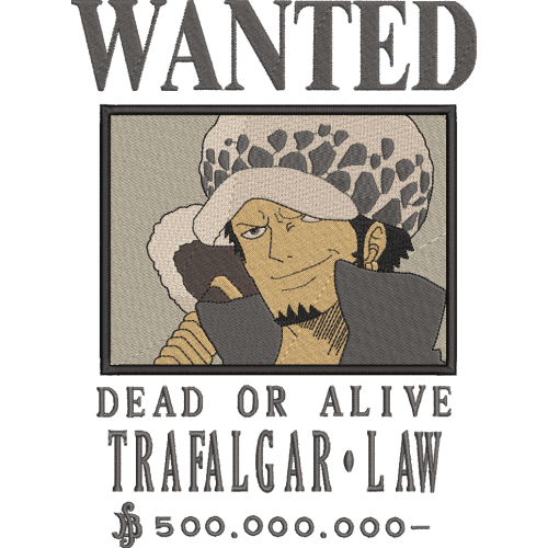 Файл вышивки Постер Трафальгар Д Лоу. Аниме Ван Пис/ Wanted LAW. Anime One Piece