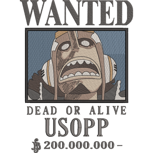 Файл вышивки Usopp Wanted, One Piece/ Постер Розыск Усоп. Ван Пис Аниме