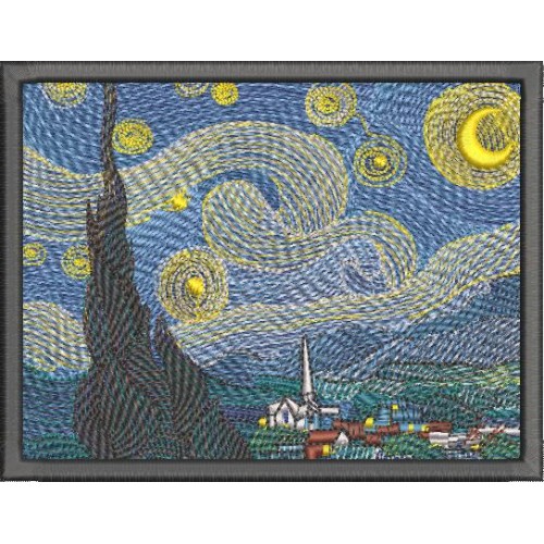 Файл вышивки The Starry Night/ Дизайн вышивки Звездная ночь. Ван Гог