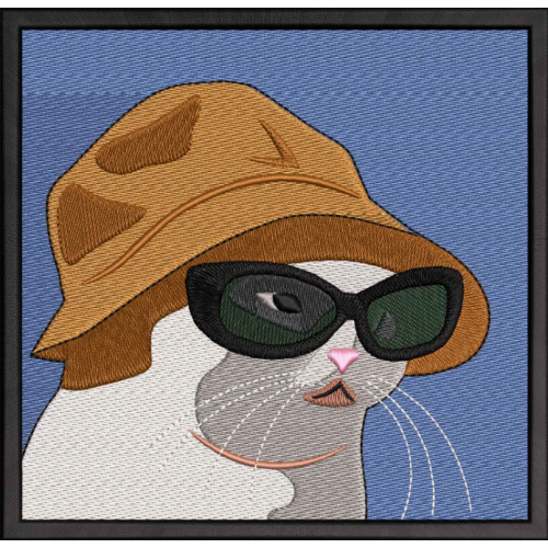 Файл вышивки Mem Cat in Glasses and Panama