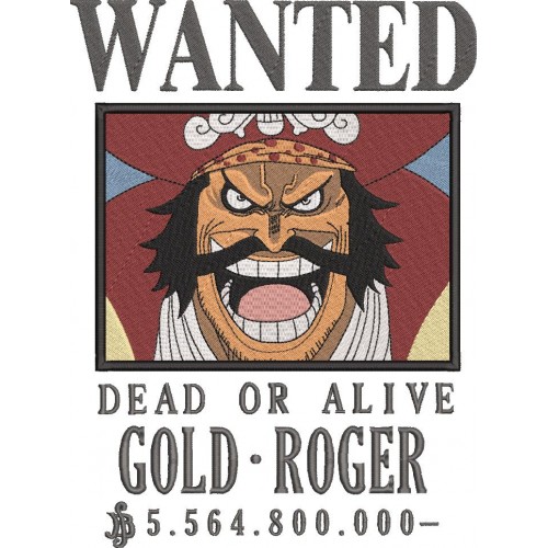 Файл вышивки Wanted Roger. Постер - Разыскивается Капитан Роджер. Аниме Ван Пис