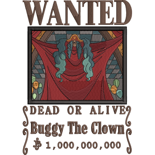 Файл вышивки Веселый Роджер Багги ВанПис / ONE PIECE WANTED BUGGY THE CLOWN