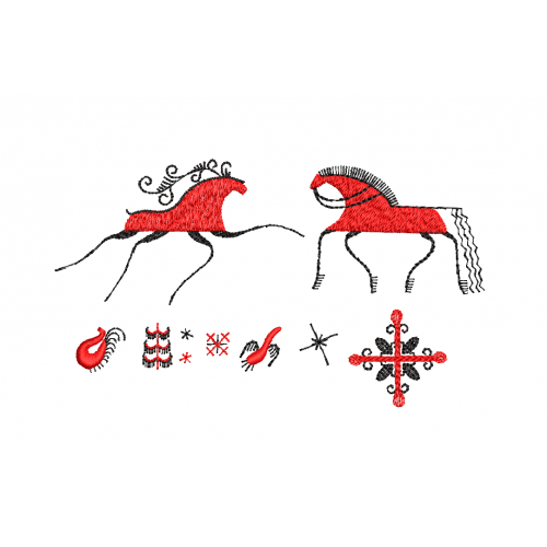 Файл вышивки Мезенская лошадь узоры