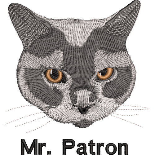 Файл вышивки Серый кот "Патрон"