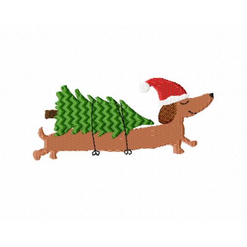 Файл вышивки Новогодняя такса/такса/собака/новый год