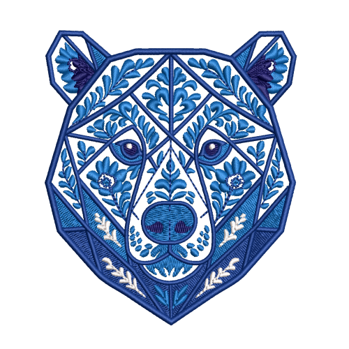 Файл вышивки Русский мишка Гжель (синий)