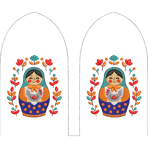 Файл вышивки Варежки Матрешка