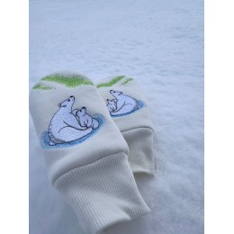 Файл вышивки Варежки "Белые медведи и северное сияние"