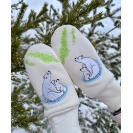 Файл вышивки Варежки "Белые медведи и северное сияние"