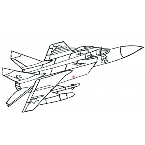 Файл вышивки МиГ-31, истребитель-перехватчик, одноцветный, контурный.