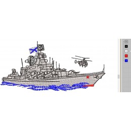 Файл вышивки Боевой корабль с вертолётом