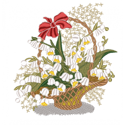 Файл вышивки Ландыши корзина с цветами