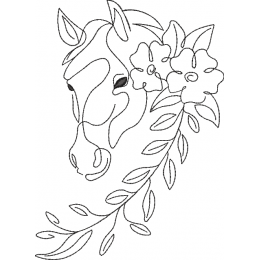 Лошадь с цветами строчкой