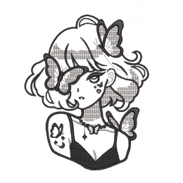 Аниме девочка и бабочки