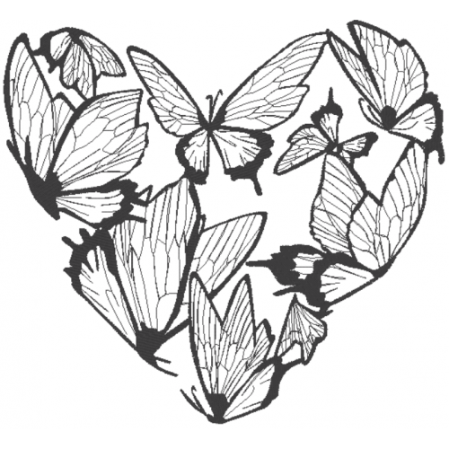 Файл вышивки Сердце из бабочек