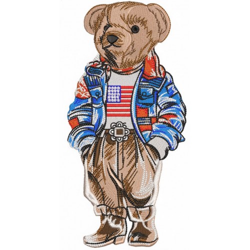 Файл вышивки Мишка Polo Ralph Lauren в майке usa