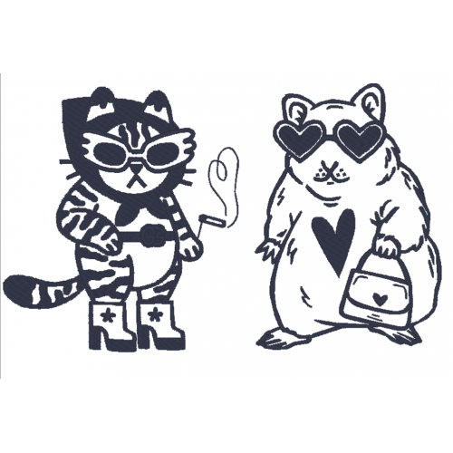 Файл вышивки Кот и Хомяк