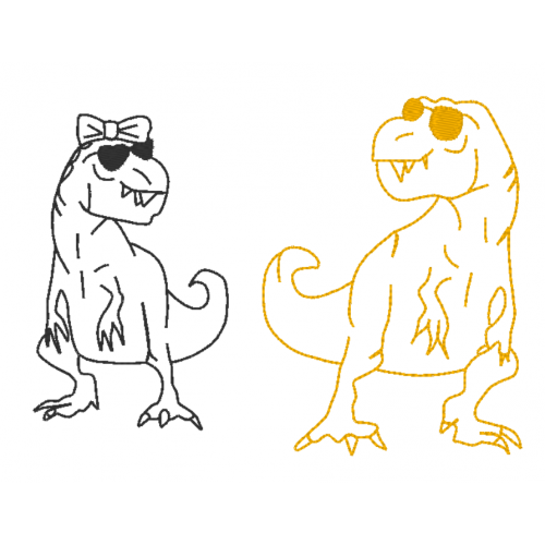 Файл вышивки Динозавры парный дизайн контур