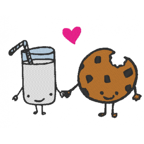 Файл вышивки Парный дизайн-молоко и печенье / сердце