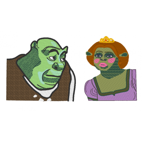 Файл вышивки Фиона и Шрек