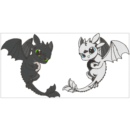 Файл вышивки Беззубики парные / черный белый