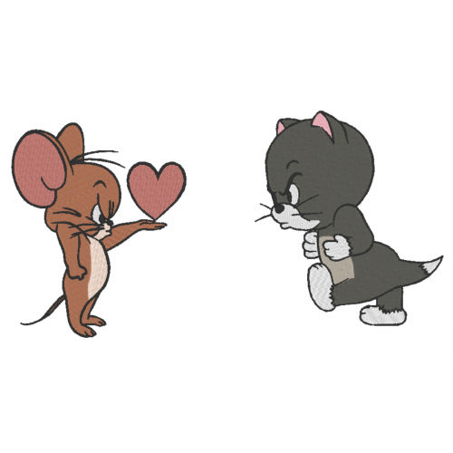 Файл вышивки Джерри и Том / сердце 