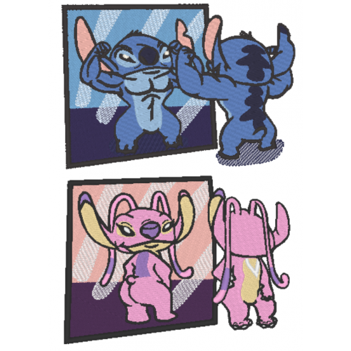 Файл вышивки Стич и Энджел качок / зеркало