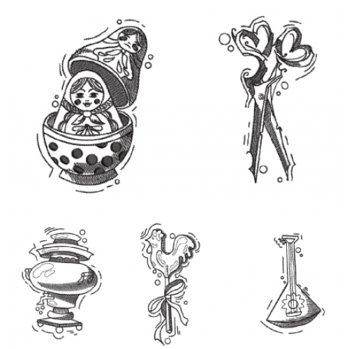 Файл вышивки Набор русских рисунков