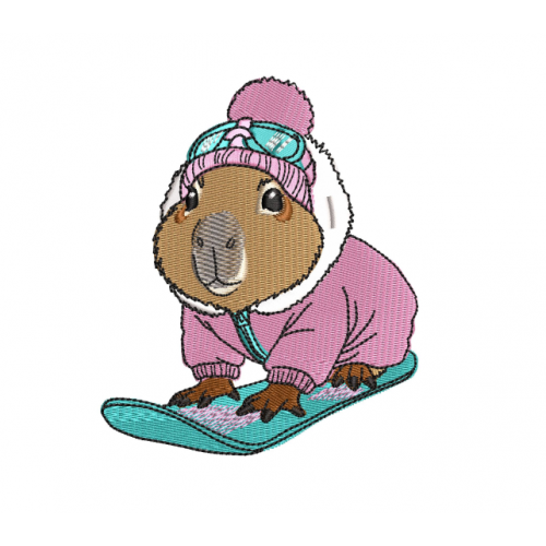 Файл вышивки Капибара на сноуборде
