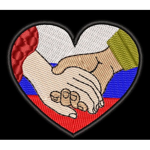 Файл вышивки Патч- Сердце, флаг, руки 5см