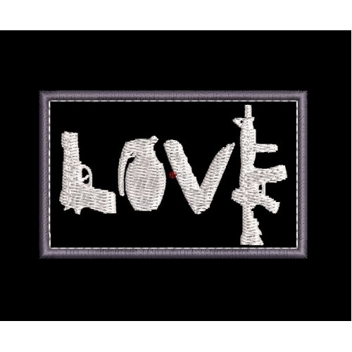 Файл вышивки Шеврон LOVE из оружия