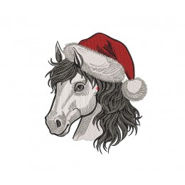 Лошадь в новогодней шапке