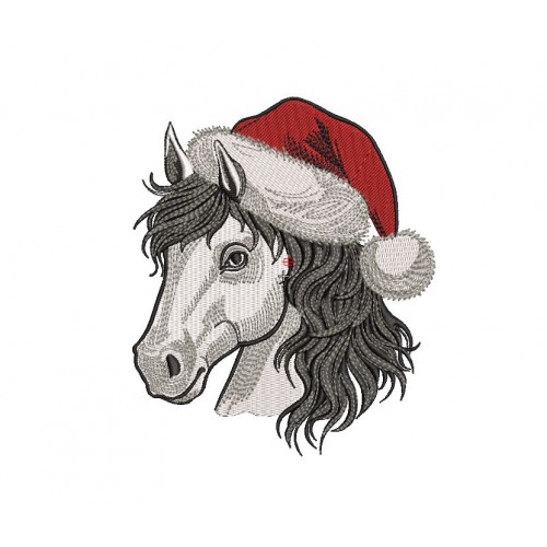 Файл вышивки Лошадь в новогодней шапке