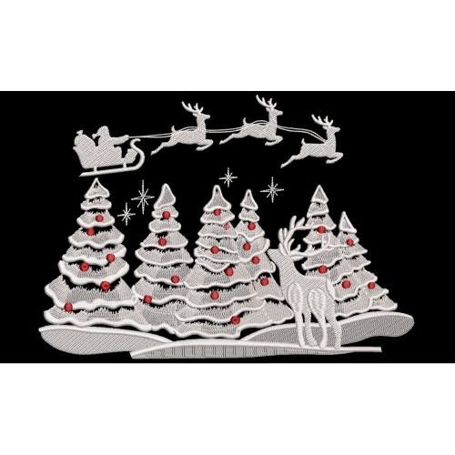 Файл вышивки Олень в новогоднем лесу