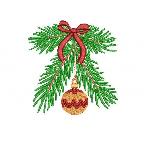 Файл вышивки Ветка ёлочная с шаром