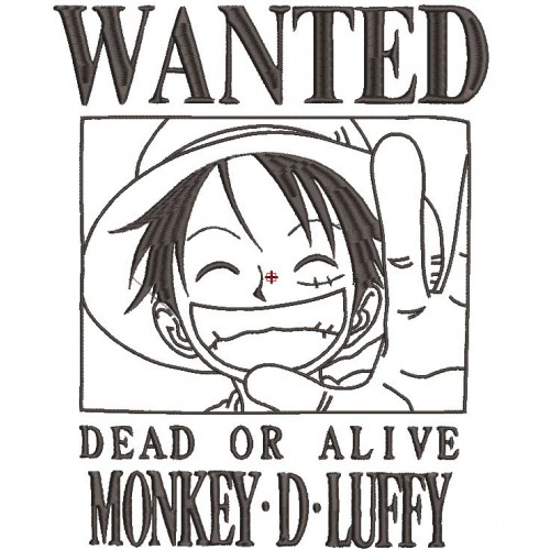 Файл вышивки Monkey F Luffy Wanted