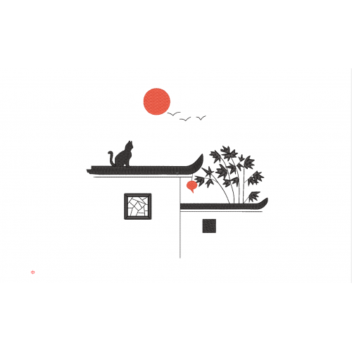 Файл вышивки Восток - дело тонкое. Кот на крыше.